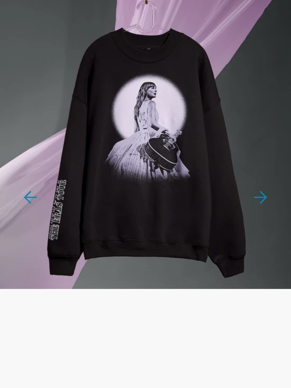 Taylor Swift Black Crewneck Sweatshirt with White Graphic